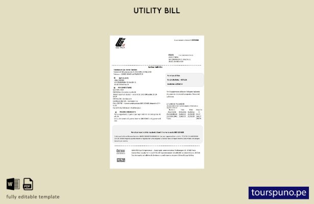 lista para imprimir plantilla de factura de servicios públicos de Italia Linea I